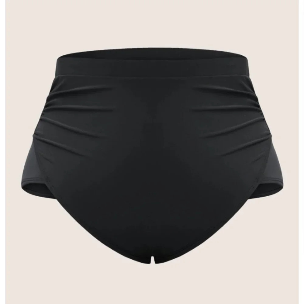 BloomChic Plus Size Plain Patchwork Ruched Swim Bottom - Picture 5 of 6
